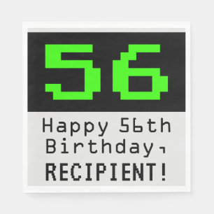 56. Geburtstag - Nerdy / Geeky Style "56" & Name Serviette