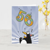 56. Geburtstag - Pinguin-Überraschungs-Karte Karte (Gelbe Blume)