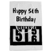 56. Geburtstag Schwarzes Odometer Mittlere Geschenktüte (Vorderseite)