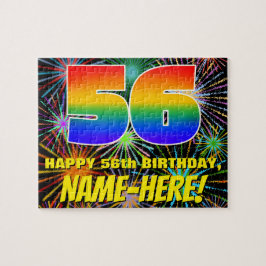 56. Geburtstag: Spaß, bunte feierliche Feuerwerke Puzzle