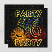 56. Geburtstagsfeier Einladung mit Feuerwerk (Vorne/Hinten)