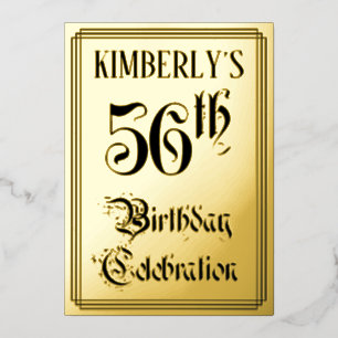 56. Geburtstagsfeier — Elegante Schrift + Benutzer Folieneinladung