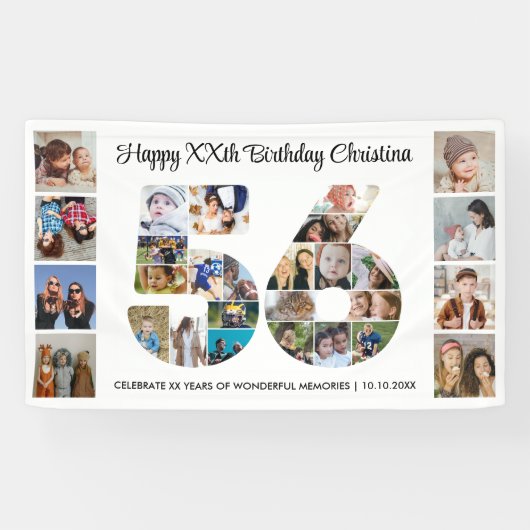 56. Geburtstagsfeier Nummer 56 Fotocollage Banner (Horizontal)