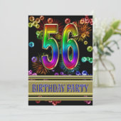 56. Geburtstagsparty Einladung mit Blasen (Stehend Vorderseite)