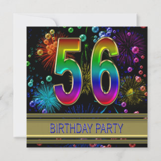 56. Geburtstagsparty Einladung mit Blasen