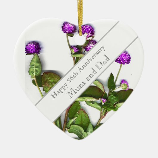 56. Hochzeitstag Globe Amaranth Keramik Ornament (Vorne)
