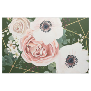 56" Inch Wide Cotton Fabric Geometric Garden Hunte Stoff