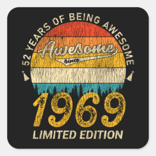 56 Jahre alt 1969 Retro Phantastisch 56. Geburtsta Quadratischer Aufkleber