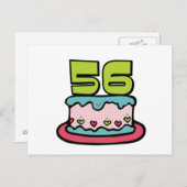 56-jähriger Geburtstagskuchen Postkarte (Vorne/Hinten)