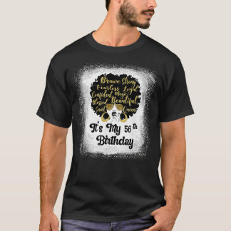 56 Years Old Leopard Melanin Girl It'S My Birthday T-Shirt