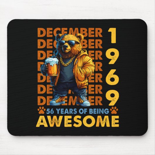 56th Birthday Bear Legends December 1969 56 Years Mousepad (Vorne)