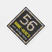 56th Birthday: Floral Flowers Number, Custom Name Serviette (Ecke)