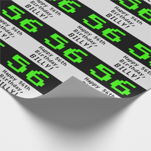 56th Birthday - Nerdy / Geeky Style "56" and Name Geschenkpapier (Ecke)