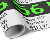 56th Birthday - Nerdy / Geeky Style "56" and Name Geschenkpapier (Rolleneckpunkt)