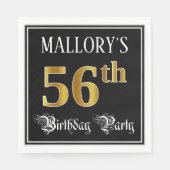 56th Birthday Party — Fancy Script, Faux Gold Look Serviette (Vorderseite)