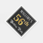 56th Birthday Party — Fancy Script, Faux Gold Look Serviette (Ecke)