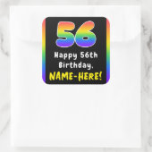 56th Birthday: Rainbow Spectrum # 56, Custom Name Quadratischer Aufkleber (Tasche)