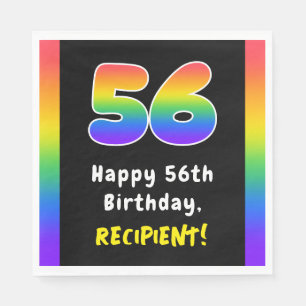 56th Birthday: Rainbow Spectrum # 56, Custom Name Serviette