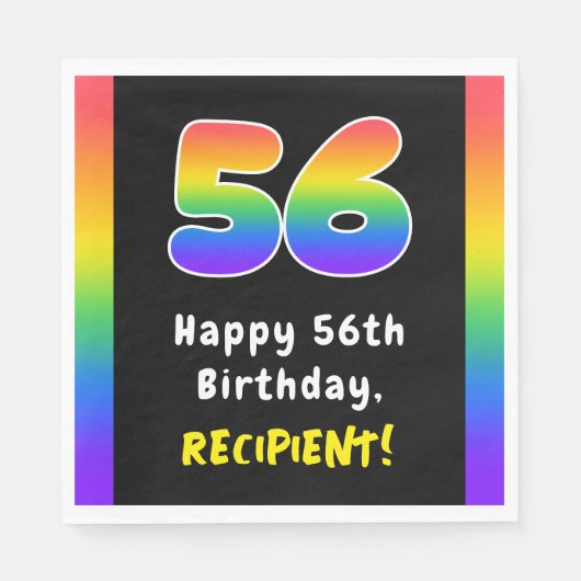 56th Birthday: Rainbow Spectrum # 56, Custom Name Serviette (Vorderseite)