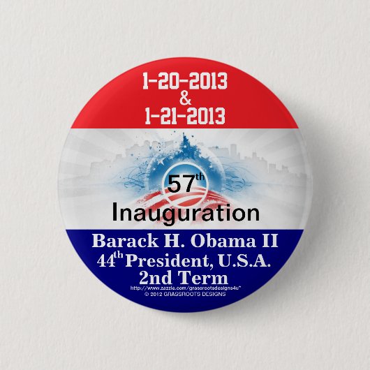57. Amtseinführung Präsident Barack H Obama II 201 Button (Vorderseite)