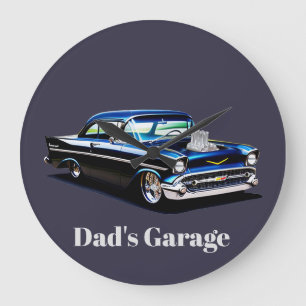 57 aufgepumpter klassischer Muscle-Car-Straßenstan Große Wanduhr