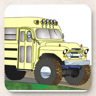 57 Chevrolet weg dem Schulbus von der Straßen-4X4 Getränkeuntersetzer