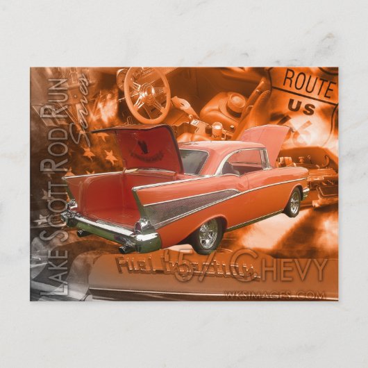 57 Chevy-Lake Scott Rod Run Series Postkarte (Vorderseite)