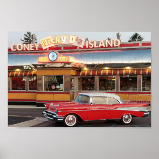 '57 Chevy mit einer 50er Jahre Style Coney Island Poster