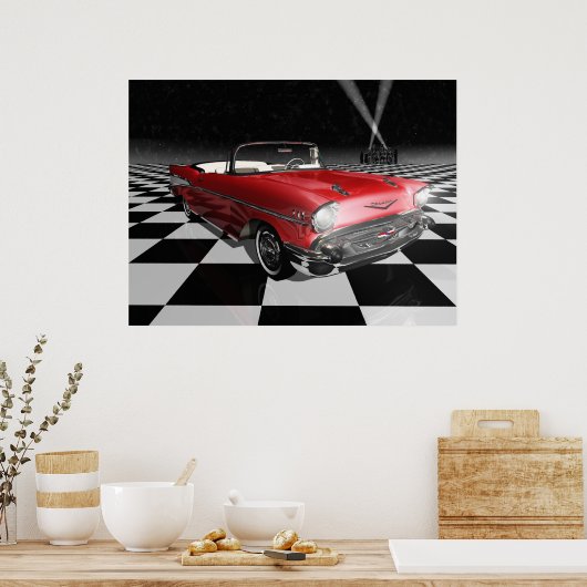 '57 Chevy on Checkerboard Poster (Küche)
