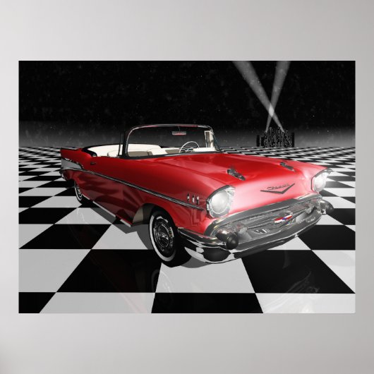 '57 Chevy on Checkerboard Poster (Vorne)