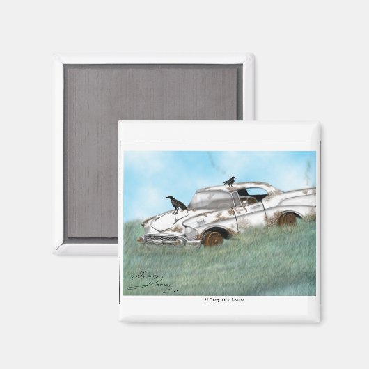 57 Chevy out to Weide. Magnet (Vorderseite/Rückseite)