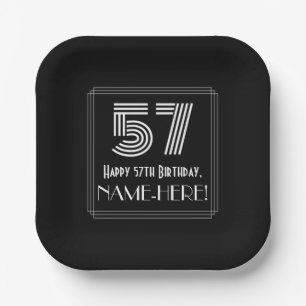 57. Geburtstag — Art Deco Inspiriert Look "57" + N Pappteller