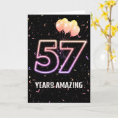 57. Geburtstag Ballons und Confetti Karte (Gelbe Blume)