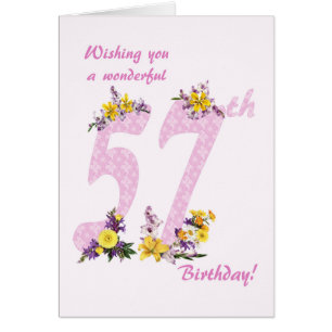 57. Geburtstag Blume Dekorierte Zahlen