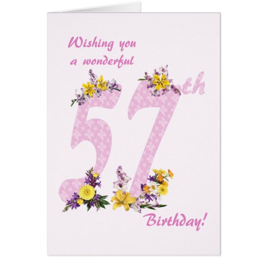 57. Geburtstag Blume Dekorierte Zahlen (Vorne)
