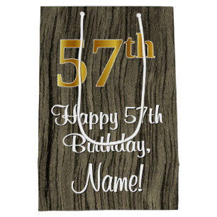 57. Geburtstag: Elegante Imitate Gold Look #, Imit Mittlere Geschenktüte