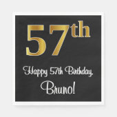 57. Geburtstag ~ Elegante Luxuriöse Imitate Gold L Serviette (Vorderseite)