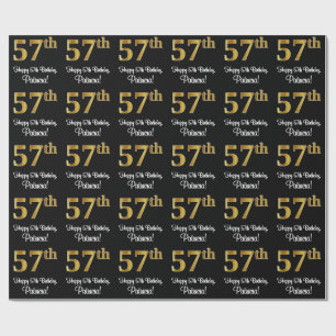 57. Geburtstag: Elegante Luxuriöse Imitats Gold Lo Geschenkpapier