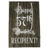 57. Geburtstag: Extravagant, Imitate Holzaussehen Mittlere Geschenktüte (Rückseite)