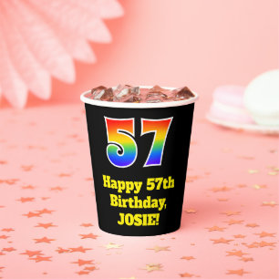 57. Geburtstag: Farbenfroh, Spaß, Spannung, Regenb Pappbecher