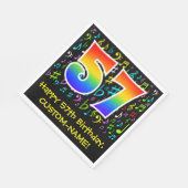 57. Geburtstag - Farbige Musiksymbole, Regenbogen Serviette (Ecke)