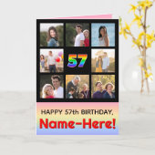 57. Geburtstag: Fun Rainbow #, Custom Fotos + Name Karte (Gelbe Blume)