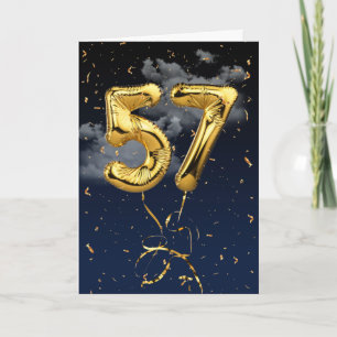 57. Geburtstag Gold Mylar Ballon und Confetti Card Karte