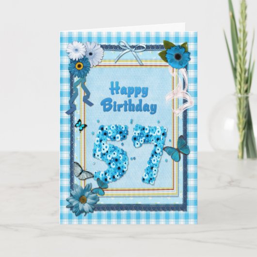57. Geburtstag mit Scrapbook-Effekt Karte (Vorderseite)