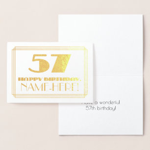 57. Geburtstag; Name + Art Deco Inspiriert Look "5 Folienkarte