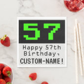 57. Geburtstag - Nerdy / Geeky Style "57" & Name Serviette (Beispiel)