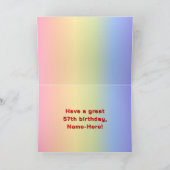 57. Geburtstag: Regenbogentext, benutzerdefinierte Karte (Innenseite)