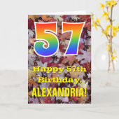 57. Geburtstag; Rustikales Herbst-Blätter; Karte (Gelbe Blume)