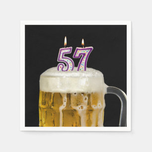 57. Geburtstagsbär auf schwarz Serviette