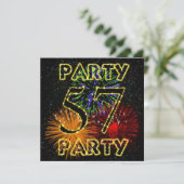 57. Geburtstagsfeier Einladung mit Feuerwerk (Stehend Vorderseite)